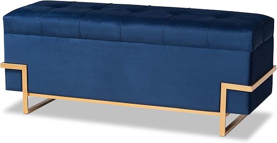 Baxton Studio Ottomans, Navy Blue/Gold