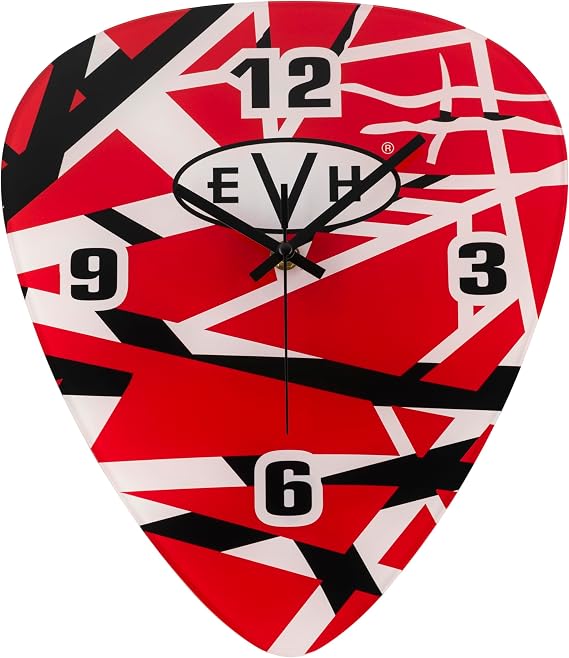 EVH Pick Shape Clock, Red/White/Black Stripes