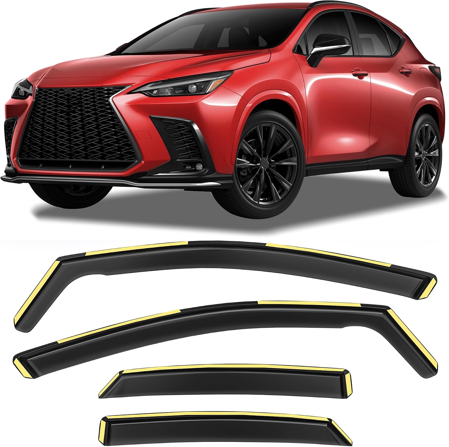 Shatterproof in-Channel Window Rain Guards for Lexus NX250 NX350 NX450h 2022-2025, Window Deflectors, Window Visors for Car, Vent Deflector, 4pcs