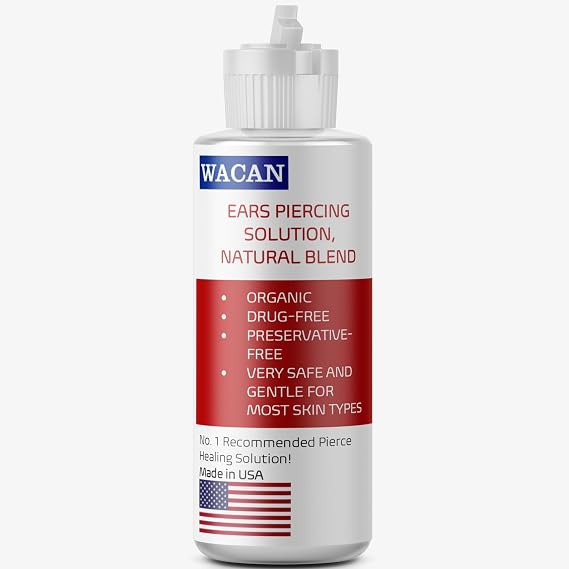 FAST-HEALING EAR PIERCING SALINE SOLUTION - ORGANIC DRUG-FREE Natural Sea Salts & Clove and Vitamins Piercing Aftercare Piercing Solution (4 oz, EARS)