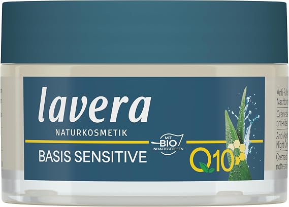 lavera Anti-Aging Night Cream with innovative natural composition of coenzyme Q10, jojoba oil & shea butter to fight wrinkles, fine lines & signs of skin aging while you sleep 1.7 Oz