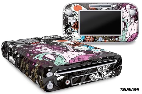 247 Skins Graphics kit Sticker Decal Compatible with Nintendo Wii U and Controllers - Tsunami