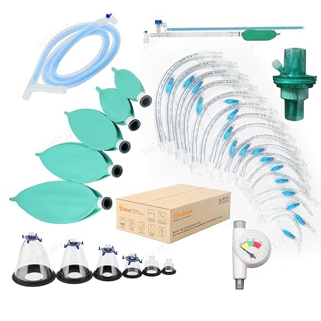 Veterinary Anesthesia Machine Accessories Set,Basic Consumable Kits,Anesthesia Consumable Combo Breathing Circuit + Mask + Et Tube + Breathing Bag + Filter Element