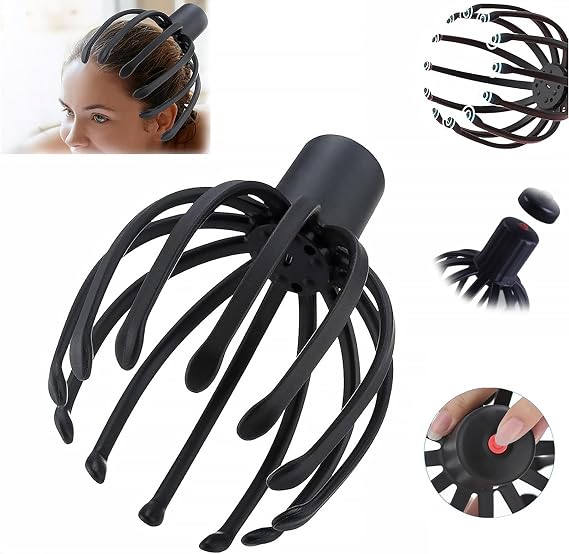 Octopus Head Massager Scalp, 360 Degree Head Massager, Electric Scalp Massager with 3 Modes, Cordless Portable Scalp Massagers for Relaxing, Stress Relief and Sleep Promotion