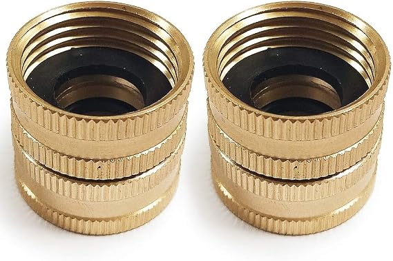 Twinkle Star 3/4" Female to Female Garden Hose Adapter, 2 Pack | Brass Dual Female Swivel, For Connecting Male to Male Hose
