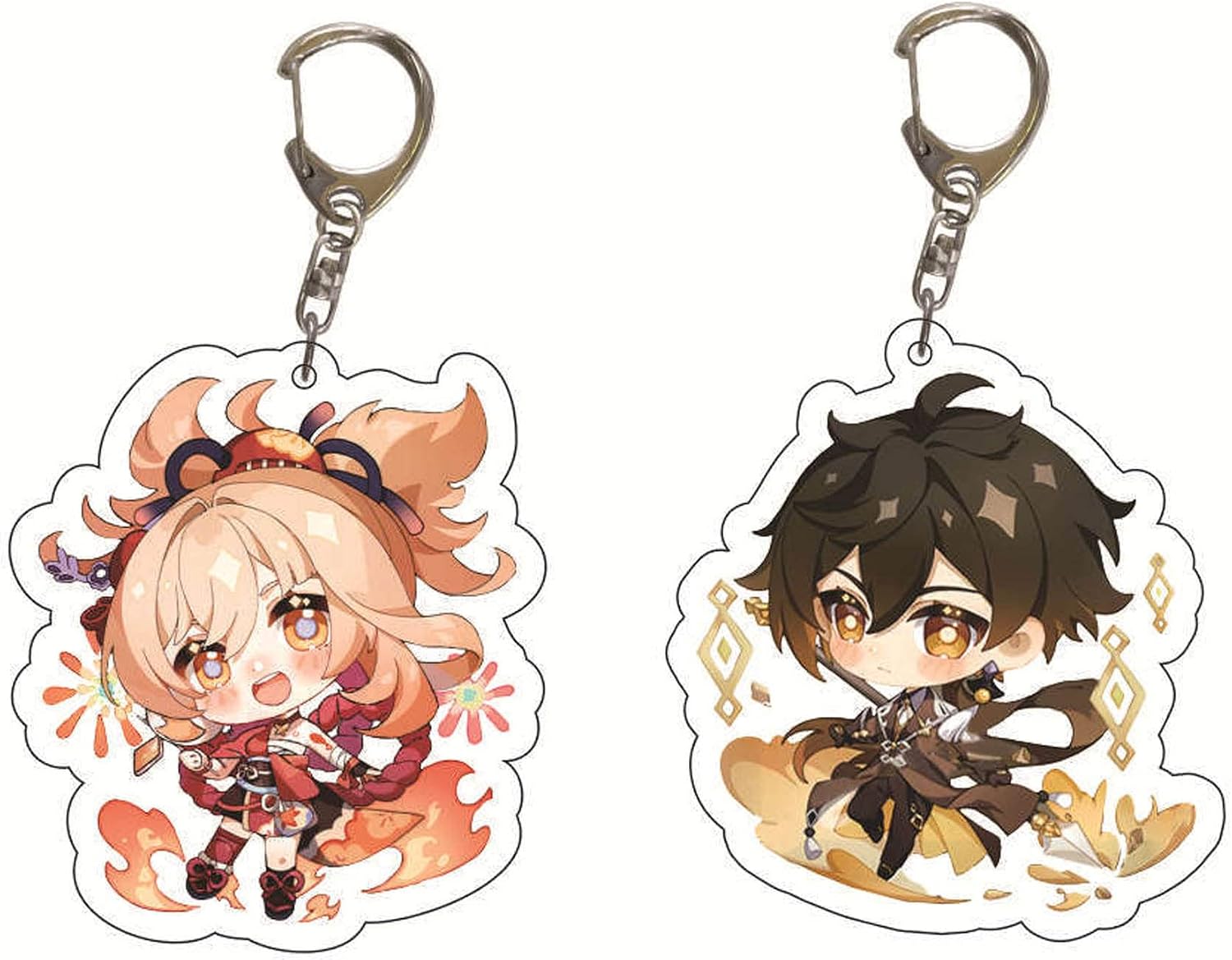 ZILEFSILK Cute Anime Game Genshin Impact Acrylic Figure Keychain Set Vision Cosplay Stand Merch Personalized Key Chain
