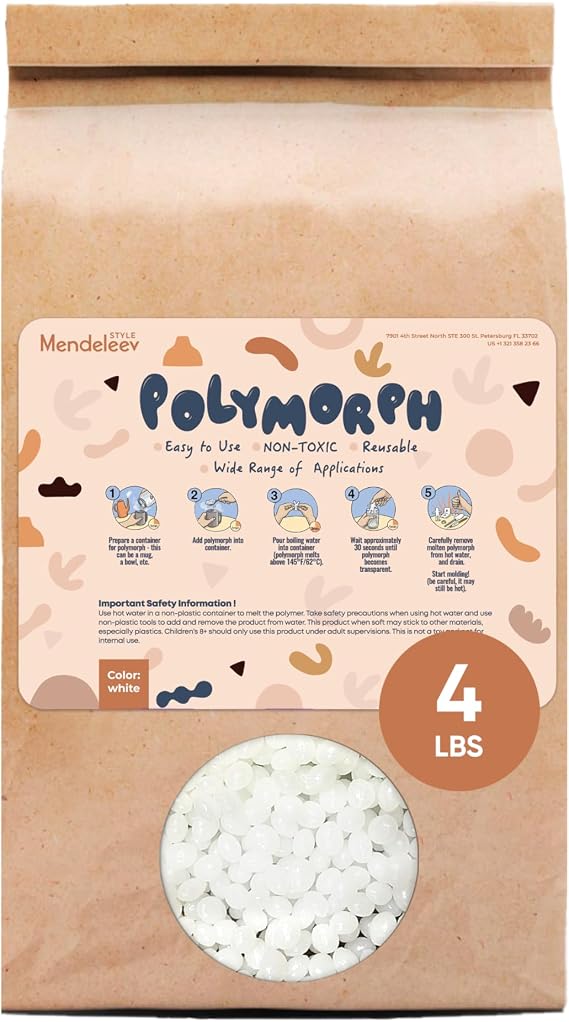 4 Lb Polymorph Moldable Thermoplastic Pellets, Reusable Plastic 64 Oz