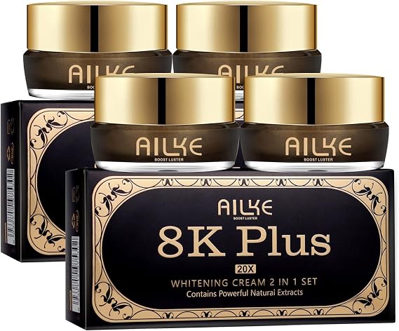 AILKE 8K Plus Whitening Face Cream, Brightening, Dark Spot Removal Day & Night Facial Cream, Deeply Clean Skin With Niacinamide, Glutathione, Collagen, 25gX2 (Pack of 2)