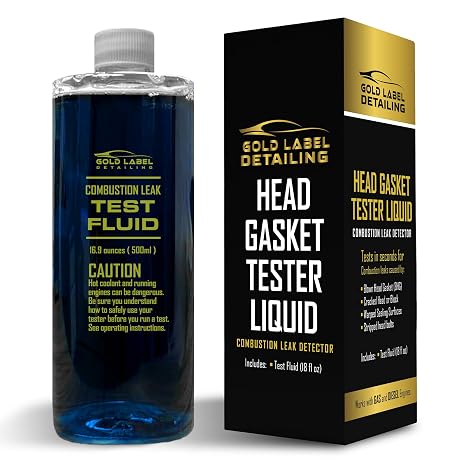 Gold Label Combustion Leak Test Fluid 500ml (16.9 oz) | Head Gasket Tester Liquid for Gas & Diesel Engines | 100+ Tests | Fast Leak Detection for Cracked Heads, Blocks, Gaskets