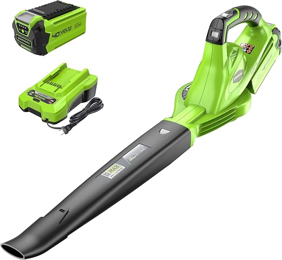 Greenworks 40V Cordless Leaf Blower, 135 CFM, 2.0 Ah Battery and Charger