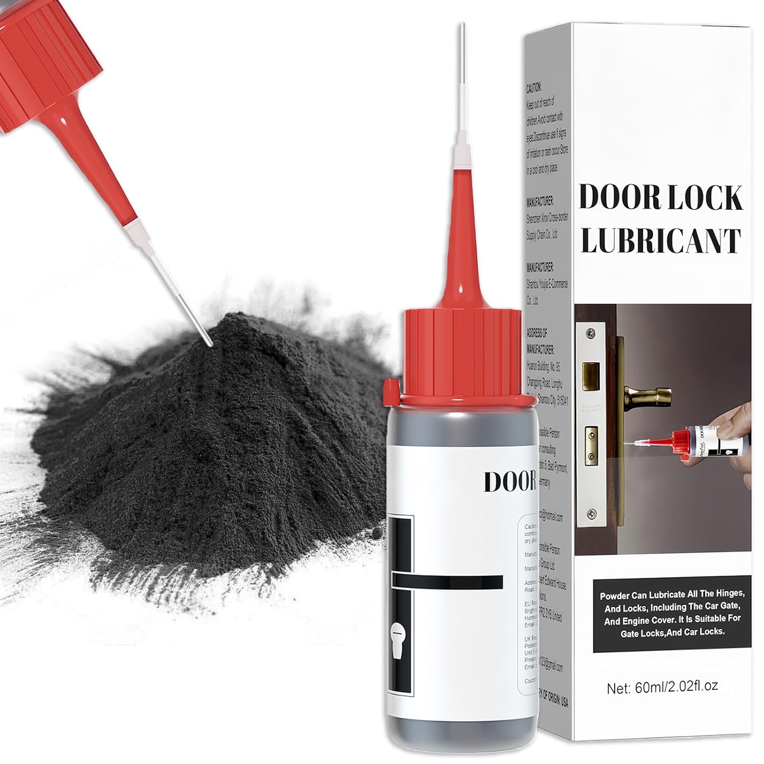60ml Lock Cylinder Lubricant,Dry Lube Graphite Lubricant,Graphite Powder Lubricants,Treadmill Spray Grease, Powder For Locks, Padlocks, And More, Extends Lock Life, Prevents Rust And Corrosion