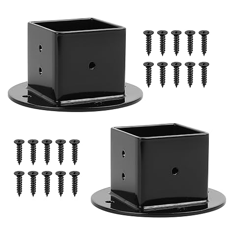 2 Pcs Fence Post Brackets, Fence Post Supports, Deck Post Base Brackets, Heavy Duty Bolt Down Post Supports, Inner 50x50mm Fence Post Holder Support Bases for Square Wooden Decking Railing Posts