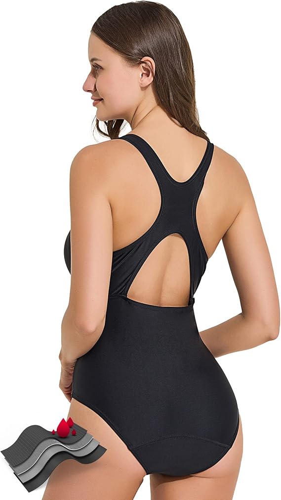 Leakproof Period Monokini Swimsuit for Women 12-Hour Protection 3 Styles: Drawstring, Seamless, Cross-Back