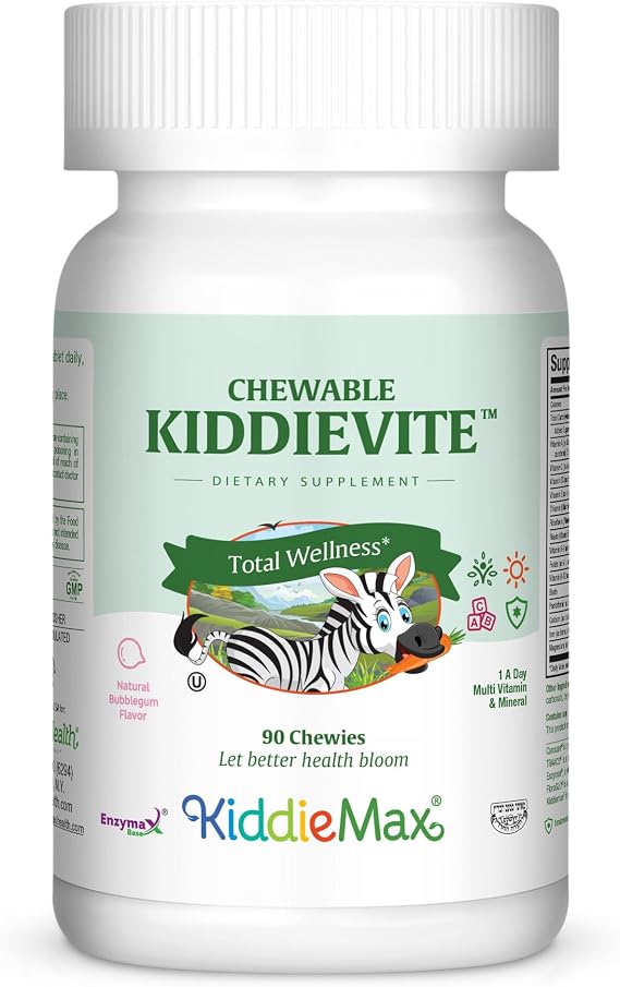 Kids Chewable Multivitamin Kids Vitamins & Multivitamin with Vitamin C, A, E, D3, Calcium B12, B-1, Iron, Zinc Dietary Supplement - Digestive Support - for Children Bubble Gum - 90 Chewable Tablets
