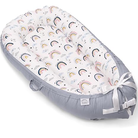 EAQ Newborn Baby Cot Bumper Soft Breathable 100% Cotton Ideal for Nap and Travel 0-12 Months Essential Gift