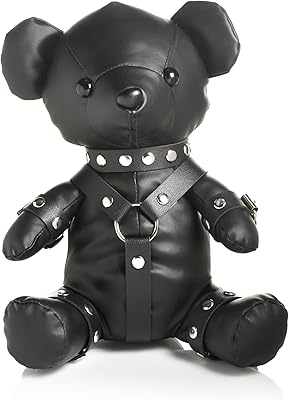 MASTER SERIES Goth Bear for Beginners, Men, Women, Couples. Novelty Gift and Cuddly Toy. Premium Materials. Vegan Leather, Nickel-Free Metal. 1 Piece, Black.
