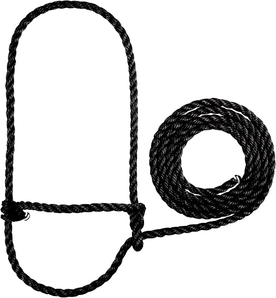 Weaver Livestock Braided Poly Rope Cattle Halter, Adjustable, Modern Style Cow Calf Halter, Livestock Handling Equipment for Showing, Black