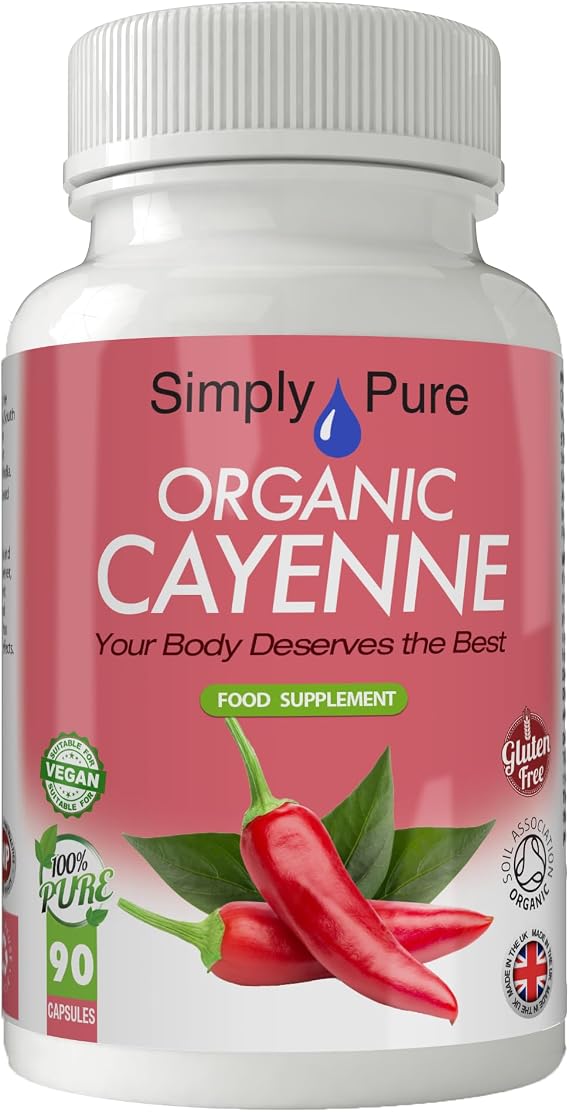 Organic Cayenne Pepper | 90 x 500mg Capsules | 100% Pure | Capsicum annuum | Inflammation, Heart Health & Metabolism | Soil Association Certified | Gluten Free | GM Free | Vegan