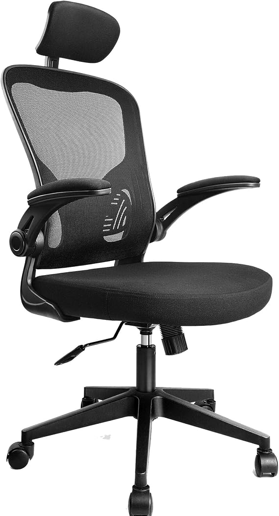 Ergonomic Office Chair, Home Office Desk Chair High Back Chair with Adjustable Headrest Backrest Armrest for Home Office Computer Desk (Black)