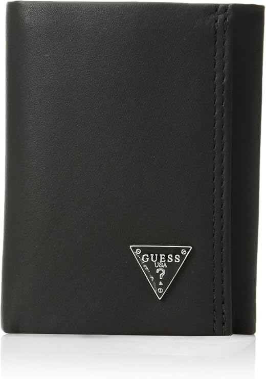 Guess Men's Leather Trifold Wallet With ID Window, Credit Card Slots, Bill Compartment, Extra Storage, and Gift Box Packaging | With ID Window