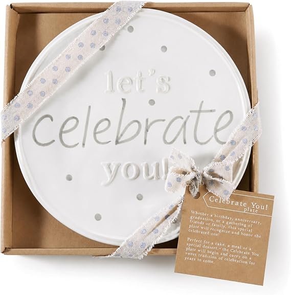 Mud Pie Celebrate You Dinner Plate, White, 11 1/2" dia