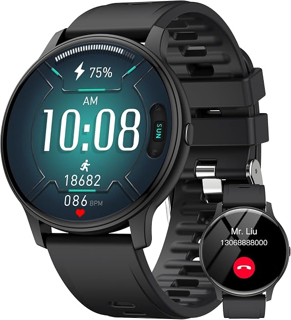 Smart Watches for Men Women, 1.3" Smart Watch(150+ DIY Dials), Fitness Tracker Smartwatch with Heart Rate/Blood Pressure/Sleep Monitor, Calories, Step Counter, IP68 Fitness Watch for Android iPhone