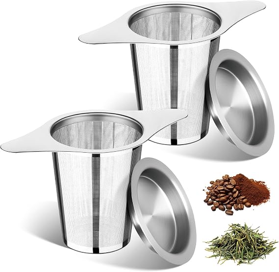 FrutPunch 2 Pack Loose Leaf Tea Infuser with Lid, Ultra-Fine Mesh
