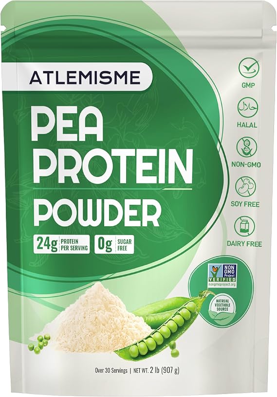 Pea Protein Powder - 24g Plant Based Protein for Muscle Support | Vegan, Keto & Gluten Free | No Sugar, Non-GMO Unflavored 2 lb 30 Servings | Shakes, Smoothies & Baking