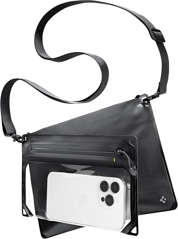 Spigen Aqua Shield WaterProof iPX8 Sertifikalı Su Geçirmez 2in1 Çapraz Bel Çantası + Kılıf A640 Siyah - AMP09746 (Spigen TR Garantili)