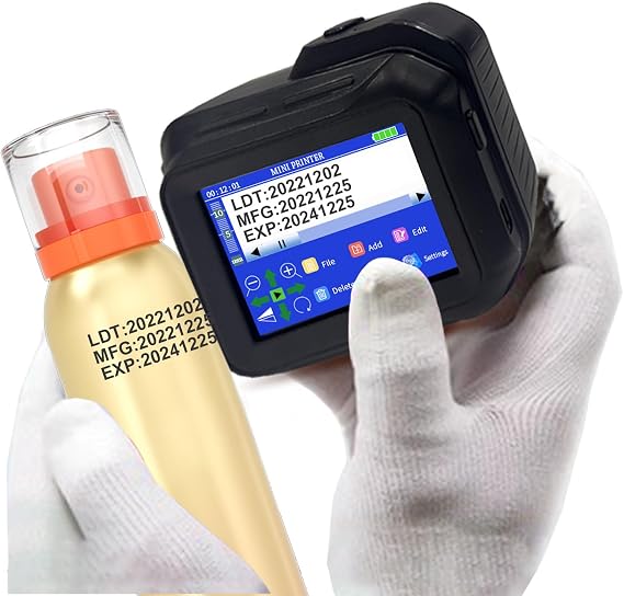 Phezer Portable Mini Handheld Inkjet Printer PC98 for Flat and Curved Surface, with Touch Screen Quick-Drying Ink Cartridge, 0.5" Print Height for Label Logo Date Code Text Number Image