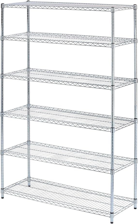 Alera ALE Commercial Wire Shelving, Six-Shelf, 48w x 18d x 72h, Silver