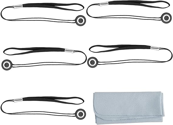 ChromLives 5 Pack Lens Cap Leash Lens Cap Keeper Holder with Microfiber Cleaning Cloth,Prevent Lens Cap Lost Compatible with DSLR SLR Camera Canon/Nikon/Sony/Panasonic/Fujifilm Camera and More