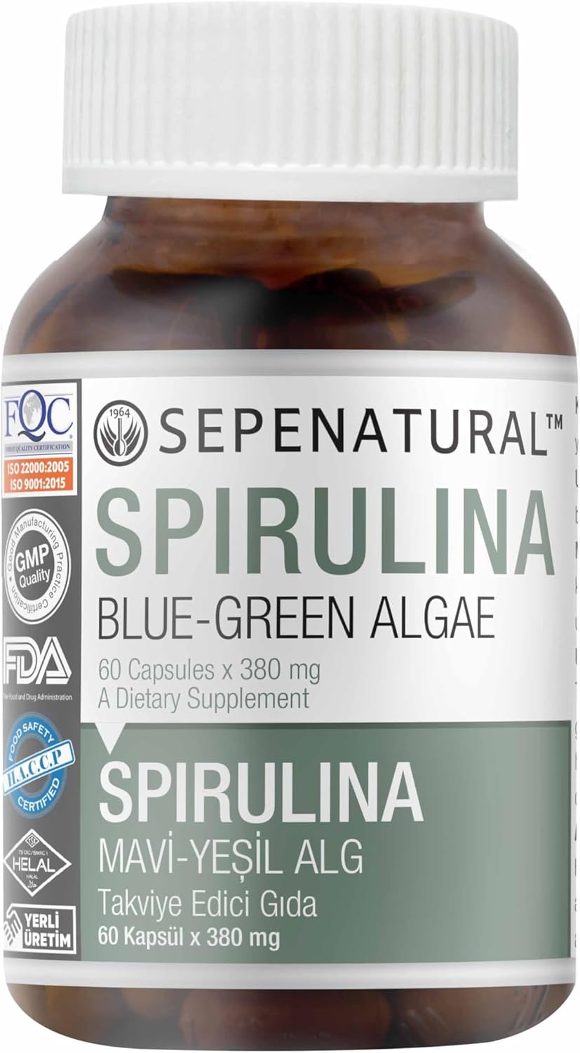 Spirulina 60 Kapsül x 380 mg Yosun, Mavi Yeşil Alg SEPE
