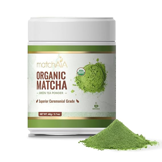 MatchAiA Organic Matcha Powder, Superior Ceremonial Grade, 60g/2.1oz Tin