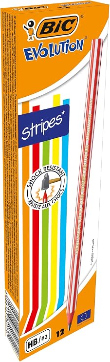 BIC Evolution Stripes Kurşun Kalem, 12'Li Kutu