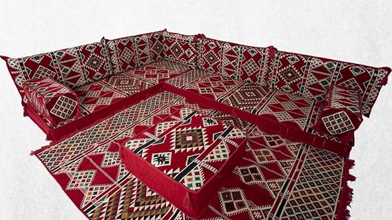 arabicsofa Floor Cushions, Corner Set,Floor Sofa Seating Set,Oriental Floor Seating,Arabic Furniture,Red Arabic Majlis,Arabic Jalsa