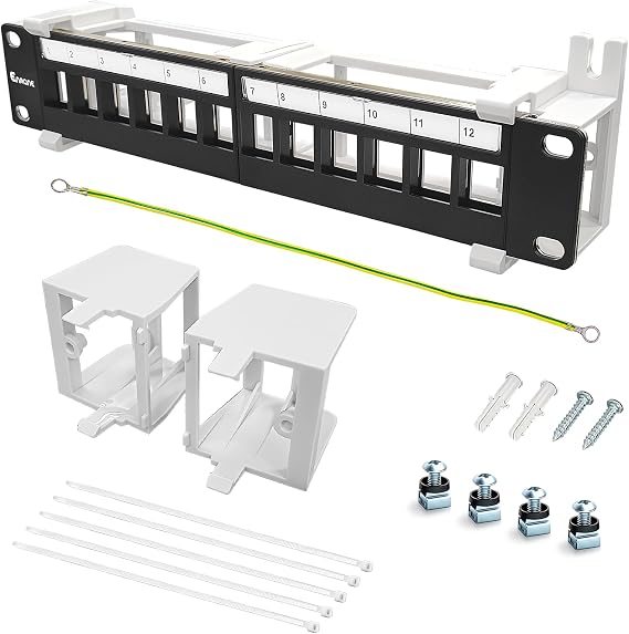 12 Port Blank Keystone Patch Panel Wall Mount 10inch with 89D Bracket Ethernet Patch Panel