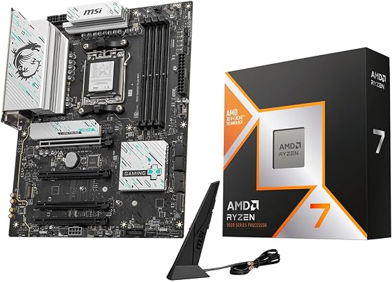 Micro Center AMD 9800X3D Processor with MSI B850 Gaming Plus WF Motherboard | CPU Motherboard Combo, Ready for AI PC, Ryzen 7, ATX, AM5, DDR5, PCIe 5.0, M.2 Gen5, Wi-Fi 7, 5G LAN
