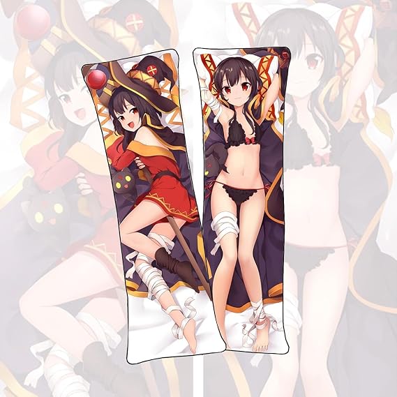 Anime Body Pillowcase Cosplay Kono Subarashī Sekai NI Shukufuku Wo! Megumin Dakimakura Long Hugging Pillow Cover High Definition Double Sided Print Luxury Bedding Decor for Gaming Room Lounge Bedroom