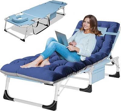 LILYPELLE 3in1 Sun Tanning Chair with Mattress, Heavy Duty Lounger Chairs with Face Arm Hole, Removable Pillow, Outside Chaise Lounge Chair for Sunbathing, Patio, Poolside, Lawn, Beach