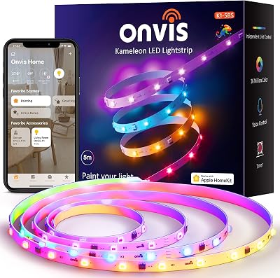 ONVIS LED Strip Lights Works with Apple HomeKit,Siri,16.4ft Smart RGBIC Led Strip Lights,Segmented DIY, Music Sync,2.4G WiFi Wireless, iOS Only