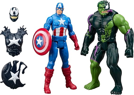 Marvel Avengers VenomVersus Titan Hero Serisi Venom Etkili Captain America ve Venom Etkili Hulk Aksiyon Figürü 2’li Paket, 30 cm Süper Kahraman Oyuncakları, 4 Yaş ve Üzeri
