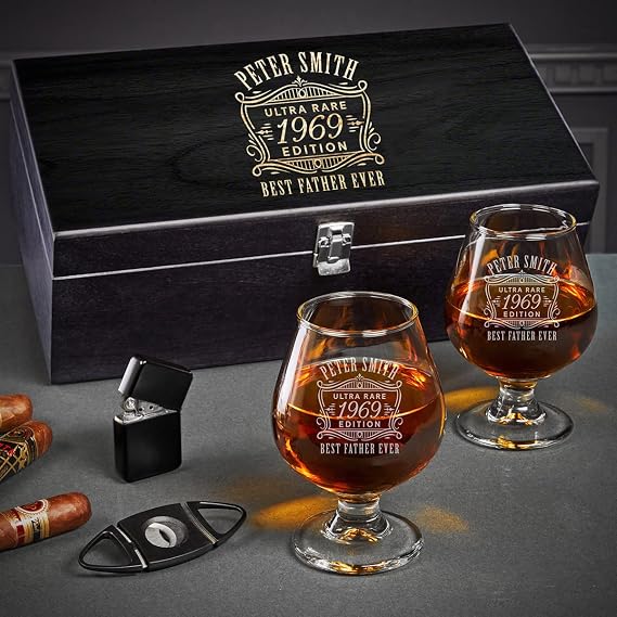 Custom Cognac Gift Set - Ebony Box