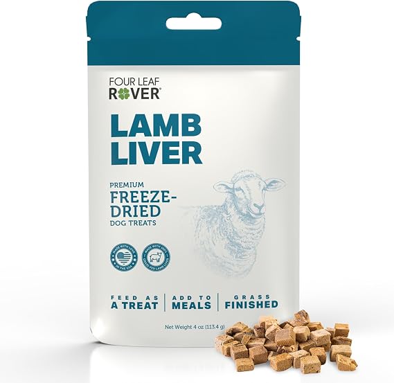 FOUR LEAF ROVER Lamb Liver Dog Treats - Freeze Dried, Single Ingredient