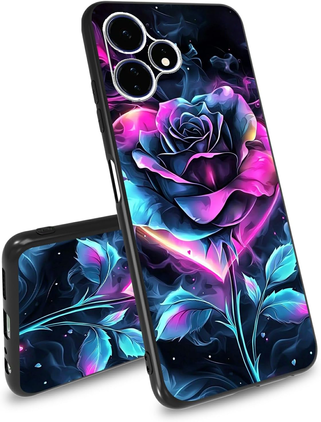 TPU Case for Boost Celero 3 5G PlusXD6U695DSCelero 5G Plus 2024 Beautiful Rose Theme Phone Case Ultra-Thin Soft Black TPU Shockproof Protection Cover