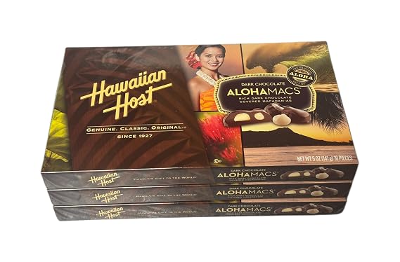 Dark Chocolate Covered Macadamia Nuts by Hawaiian Host (3 Boxes)