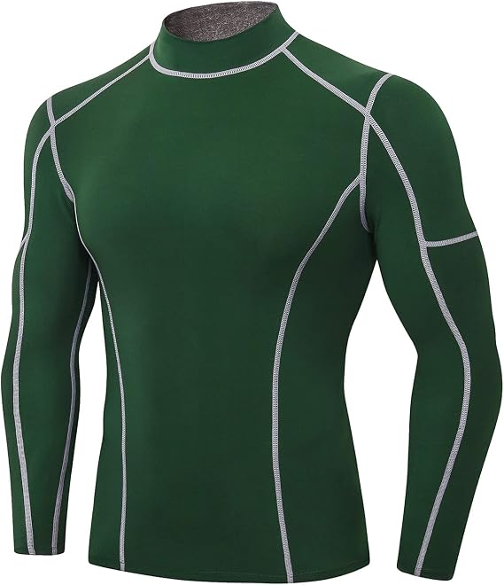 Men Shirts Long Sleeve Slim Fit Gym Workout Athletic Shirt Pullover Quick-Drying Compression Sport Sportswear