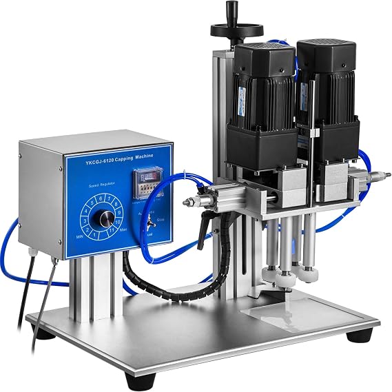 BestEquip Screw Capping Machine 16-55mm Capping Diameter, Bottle Cap Screw Capping 50-300mm Bottle Height, Screw Capper Machine Desktop, Pneumatic and Electric Capping Machine for Round Bottles