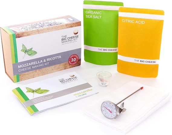 Mozzarella & Ricotta Cheese Making Kit, Gluten-Free & Vegan, 450g | Make mozzarella and ricotta at home with recipes, vegetarian rennet, and other ingredients for easy, delicious cheese making