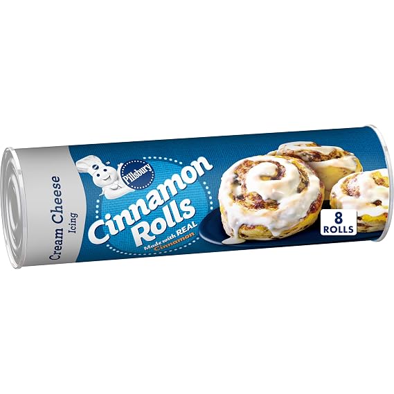 Pillsbury Cinnamon Rolls with Cream Cheese Icing, Refrigerated Canned Pastry Dough, 8 ct., 12.4 oz